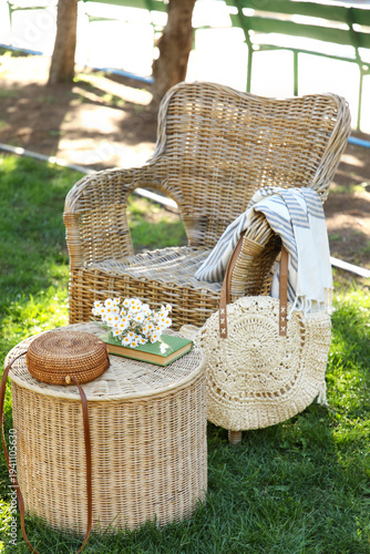 Comfortable wicker armchair...