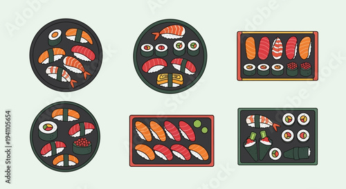 Assorted Sushi Platters: Japanese Cuisine Collection