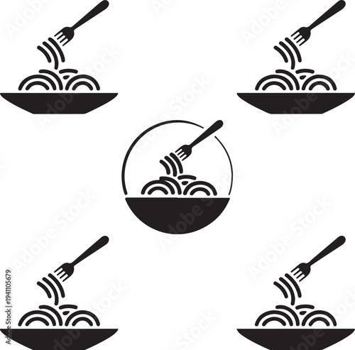 set of spaghetti plate icon vector illustration isolated on white background