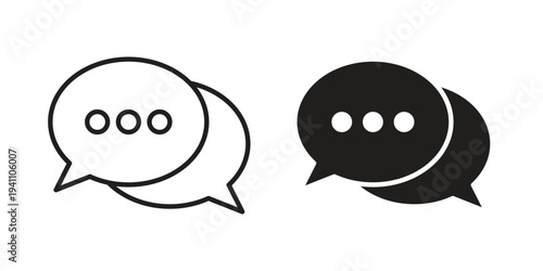 Chat bubble icon, line pictogram on white.