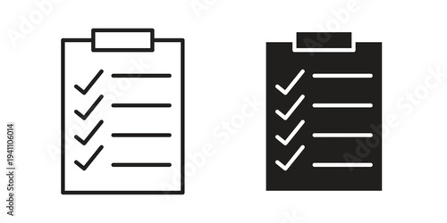 Checklist icon, line pictogram on white.