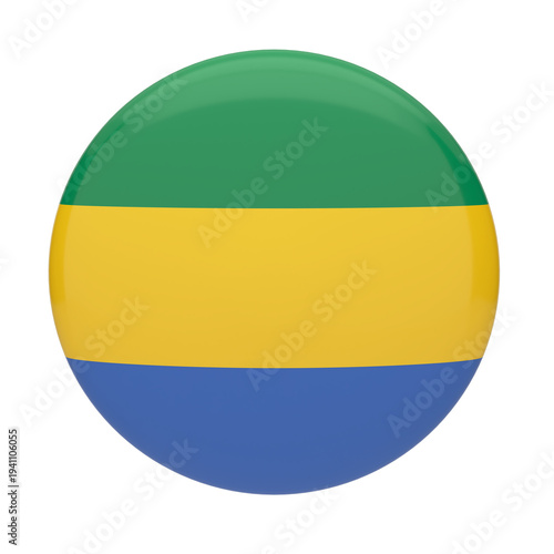 Free Download Gabon flag icon button with green yellow and blue horizontal stripes isolated 3d - GFXLoad