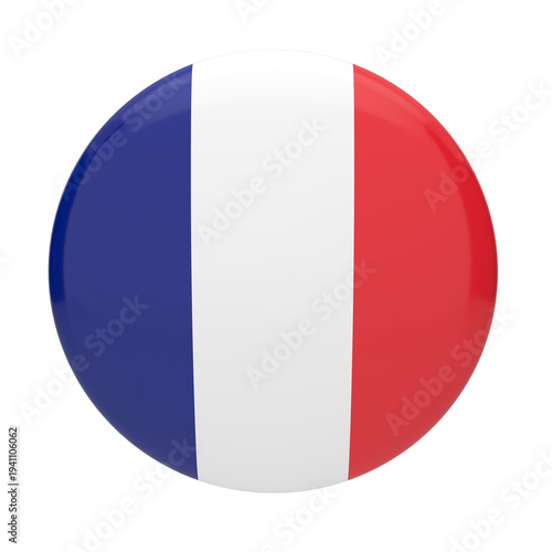 Free Download France flag icon button with blue white and red tricolor isolated on white 3d - GFXLoad