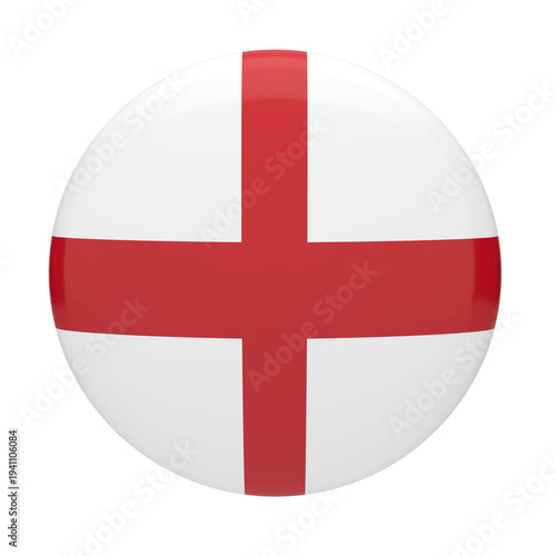 England flag icon button with Saint George cross isolated on white background 3d
