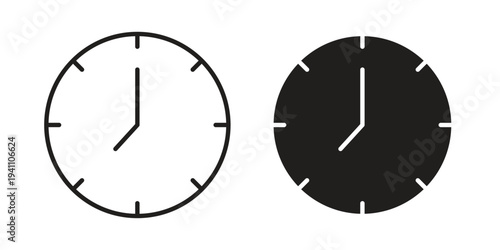 Clock icon, line pictogram on white.
