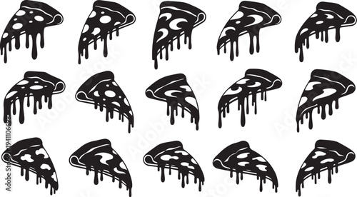 Black and white melting eye illustrations in a pattern