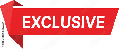 Foto Red ribbon banner with white text exclusive on white background