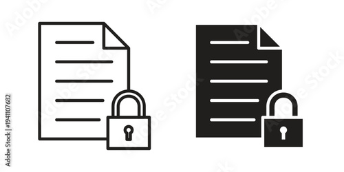 Confidential icon, line pictogram on white.