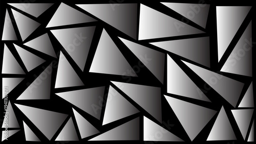 Sophisticated grey and black geometric background featuring sharp triangular mosaic patterns with smooth metallic gradients.