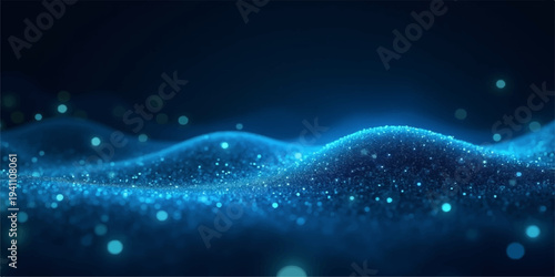 An abstract blue night sky galaxy background featuring a glowing nebula with bright cosmos stars and a fantasy universe light