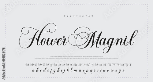 Elegant handwritten welcome script in black on white background 