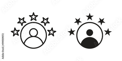 Customer satisfaction icon, line pictogram on white.