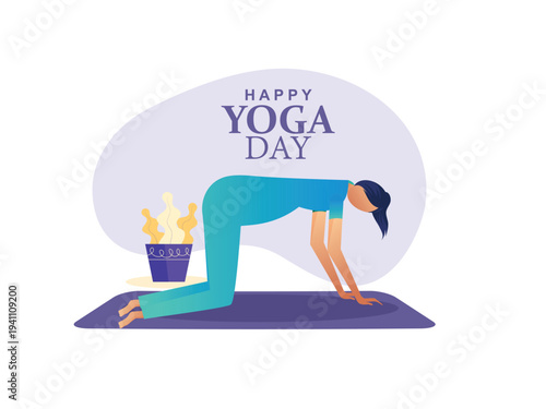 International Yoga Day A woman practices yoga Outdoors on Mat at Sunrise for Wellness and Mindfulness