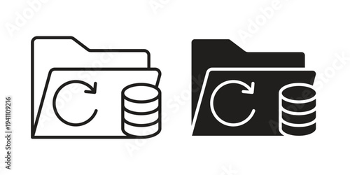Data backup icon, line pictogram on white.