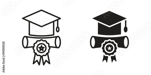 Degree icon, line pictogram on white.