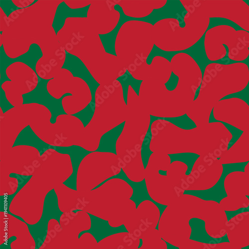 Organic Pattern Design Red And Green Textile Print