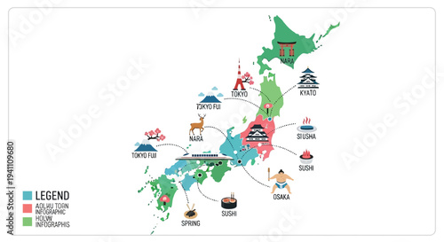 Japan Travel Map: Iconic Landmarks, Culture, and Cuisine Illustrated