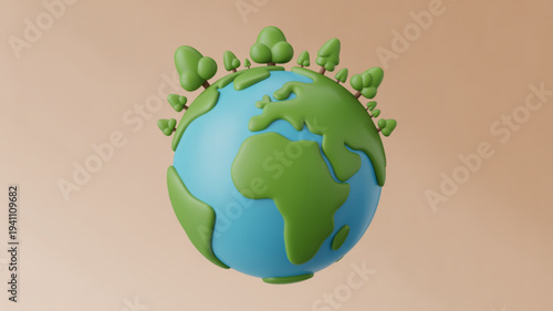 Earth with green trees on top symbolizing eco friendly planet and environmental conservation