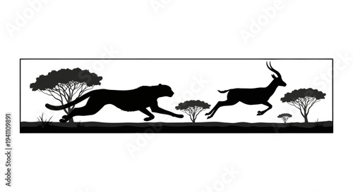 African wildlife in motion a cheetah chasing a gazelle silhouette