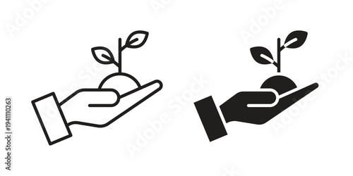 Eco-friendly icon, line pictogram on white.