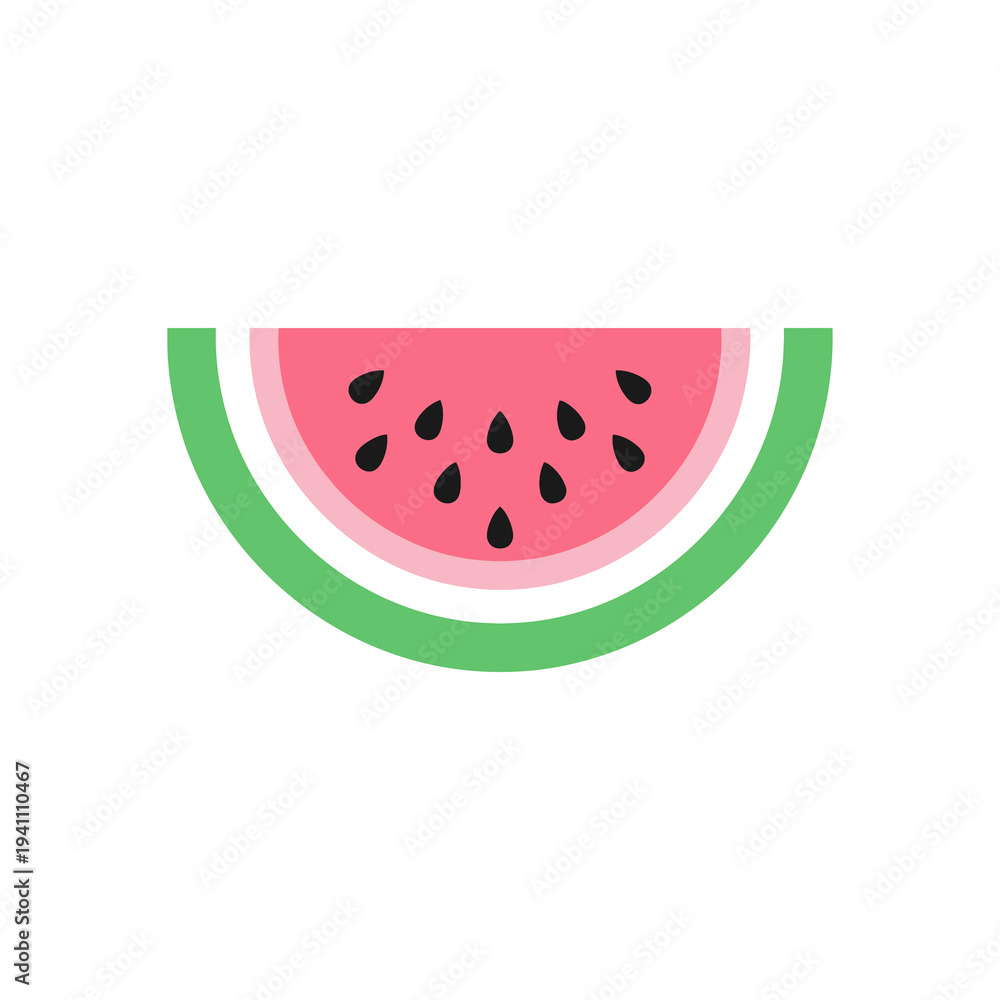 Fototapeta premium Colorful illustration of a slice of watermelon with seeds.