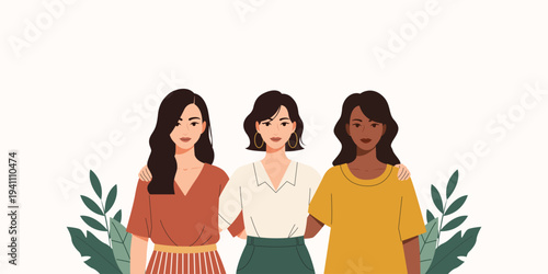 Women Celebrating International Womens Day Showing Diversity and Friendship in a Vector Illustration