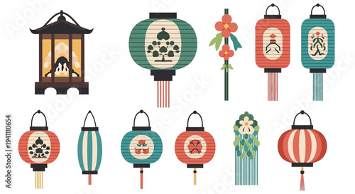 Japanese Lanterns Collection: Traditional Paper Lanterns for Festivals and Decorations