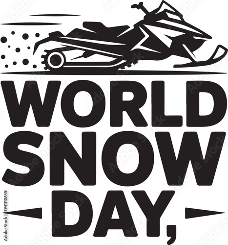 Snowmobile solid icon, World snow day concept, Motor sled sign. Vector black silhouette. with white background 2
