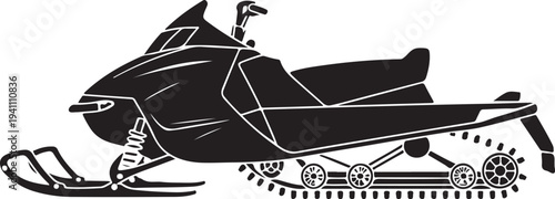 Snowmobile solid icon, World snow day concept, Motor sled sign. Vector black silhouette. with white background