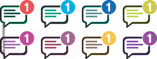 Colorful chat bubbles with notification icons