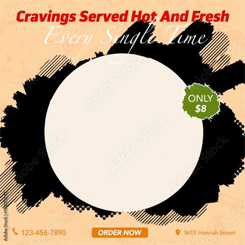 Social Media Post Template for Asian Noodle Dish Promotion