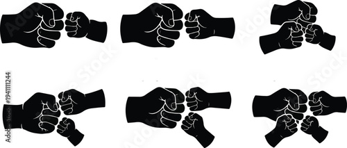  2026 Father's Day Fist Bump SVG Bundle Featuring Dad, Mom, Toddler, and Baby Silhouette Designs for Family Matching 2026 