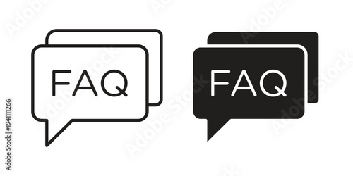 FAQ icon, line pictogram on white.