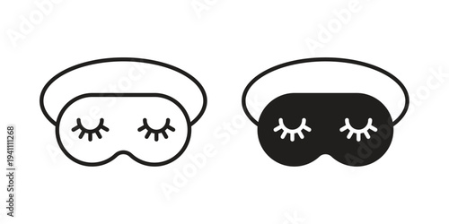 Eye mask icon, line pictogram on white.