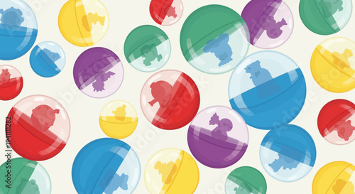 Colorful Gashapon Capsule Toys with Miniature Figures Inside