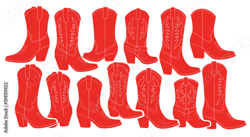 Red Cowboy Boots Pattern