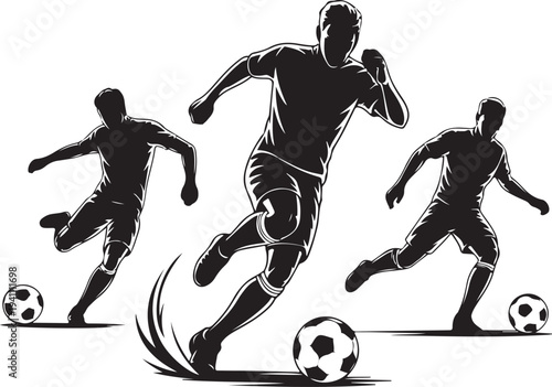 soccer player motion sequence silhouette vector