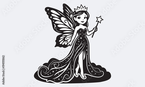 Fairy Queen vector silhouette design