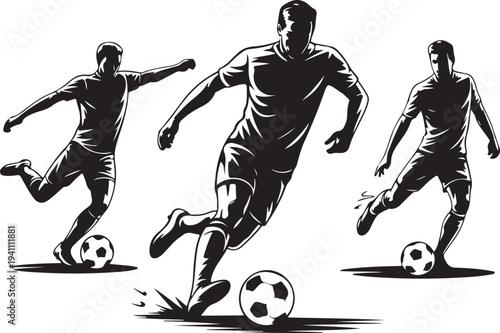 soccer player motion sequence silhouette vector