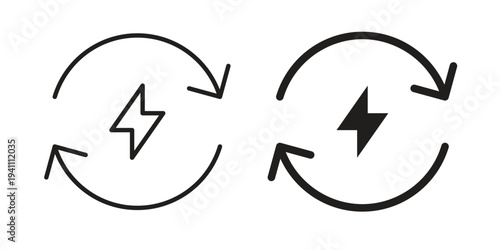 Electricity icon, line pictogram on white.