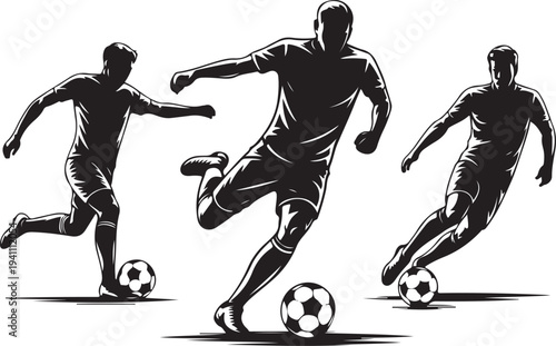 soccer player motion sequence silhouette vector