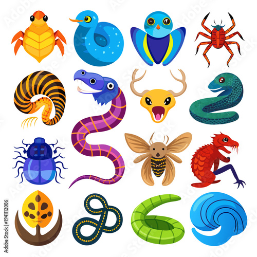 Cartoon monsters and creatures isolated on a white background