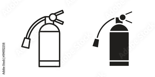 Fire extinguisher icon, line pictogram on white.
