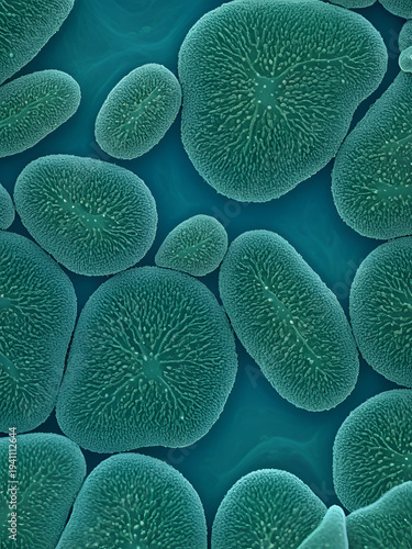 Abstract biology background, microscopic view of organic substances or cells. Candida fungi, Candida albicans, human pathogenic yeasts