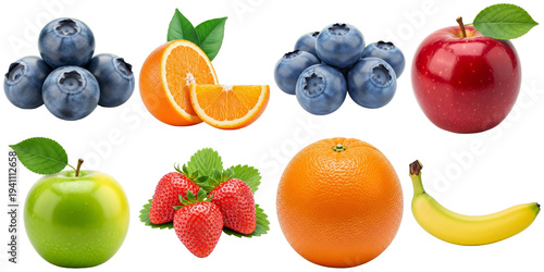 Fresh fruit assortment isolated on a transparent background 2