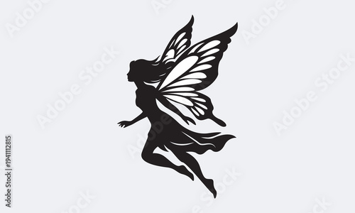 Flying fairy silhouette vector design