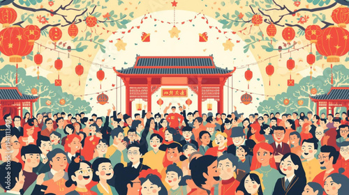  cheerful crowd, Blue Dragon Festivity traditions, Chinese heritage, lively occasion, cultural pride, historic customs, radiant gala, communal joy, symbolic practices.
