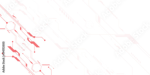 Vectors Abstract connecting red lines and dots. AIsolated abstract digital AI chip or semiconductor with circuit board wires and electronics components.