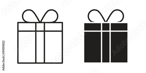 Gift icon, line pictogram on white.