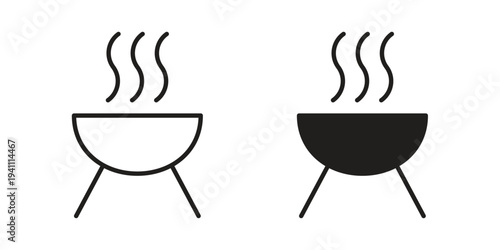 Grill icon, line pictogram on white.